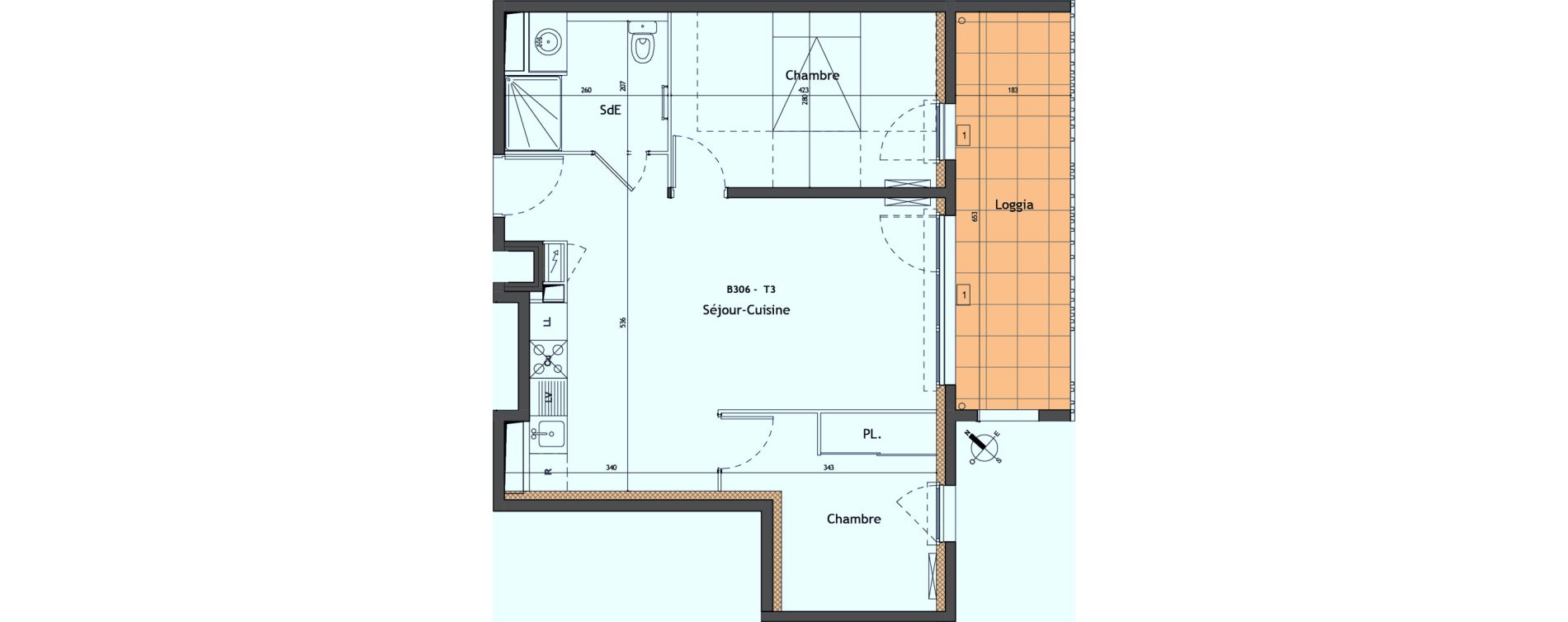 Appartement T3 de 53,40 m2 &agrave; Montpellier Hopitaux-facultes