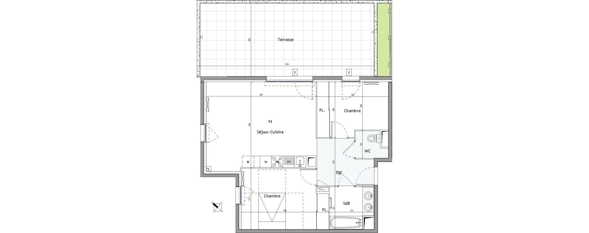 Appartement T3 de 61,70 m2 &agrave; Montpellier Hopitaux-facultes