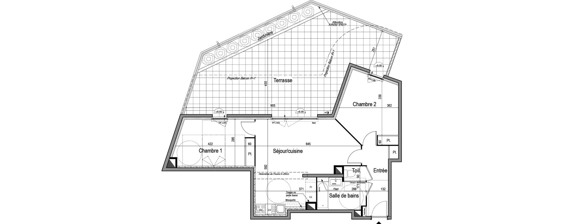 Appartement T3 de 66,70 m2 &agrave; Montpellier Croix d argent