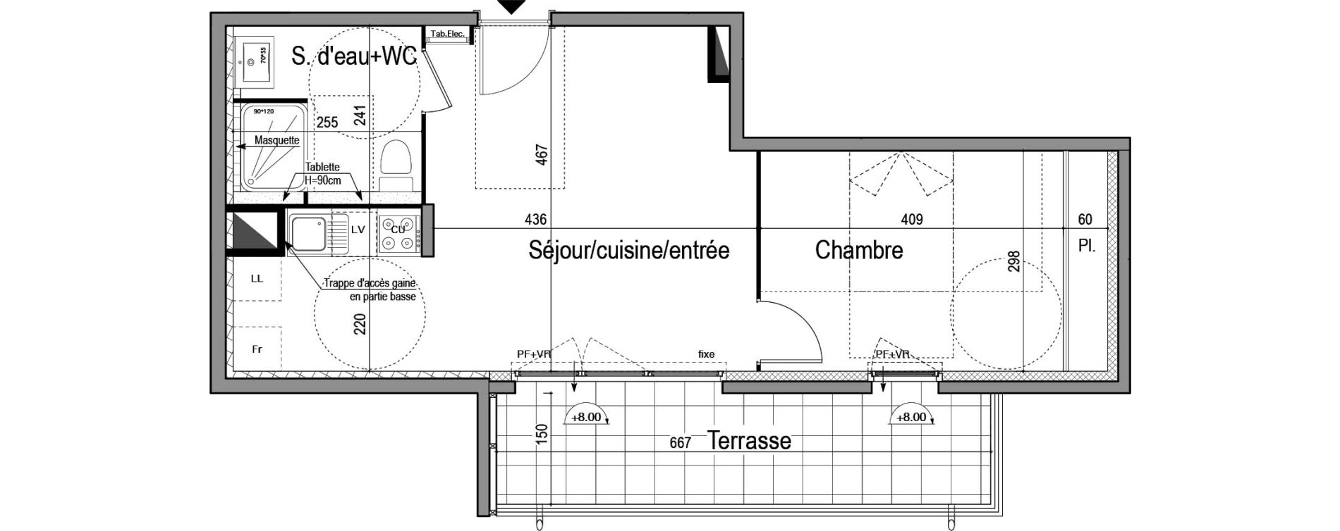 Appartement T2 de 44,00 m2 &agrave; Montpellier Croix d argent