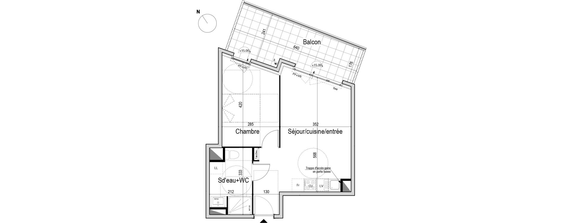 Appartement T2 de 41,40 m2 &agrave; Montpellier Croix d argent