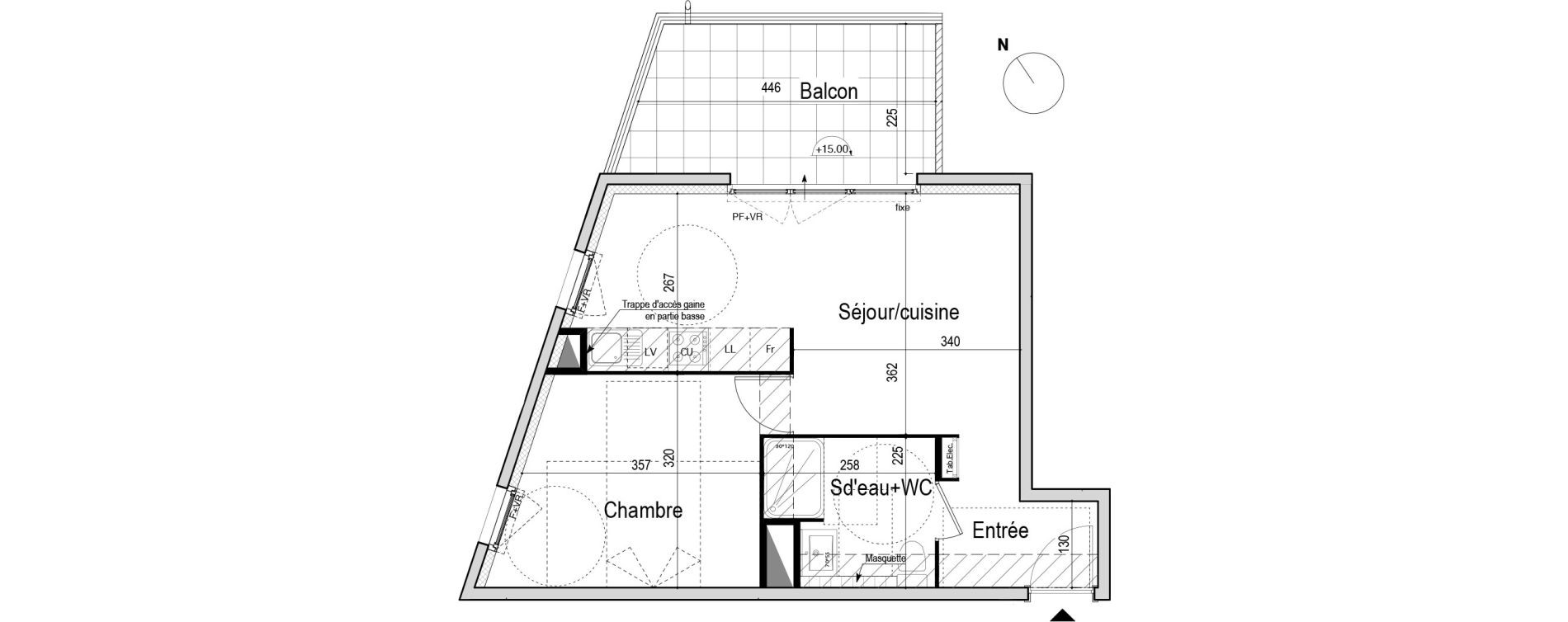 Appartement T2 de 41,20 m2 &agrave; Montpellier Croix d argent