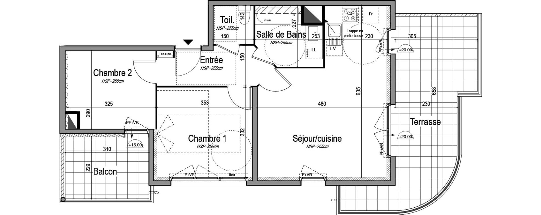 Appartement T3 de 57,30 m2 &agrave; Montpellier Croix d argent