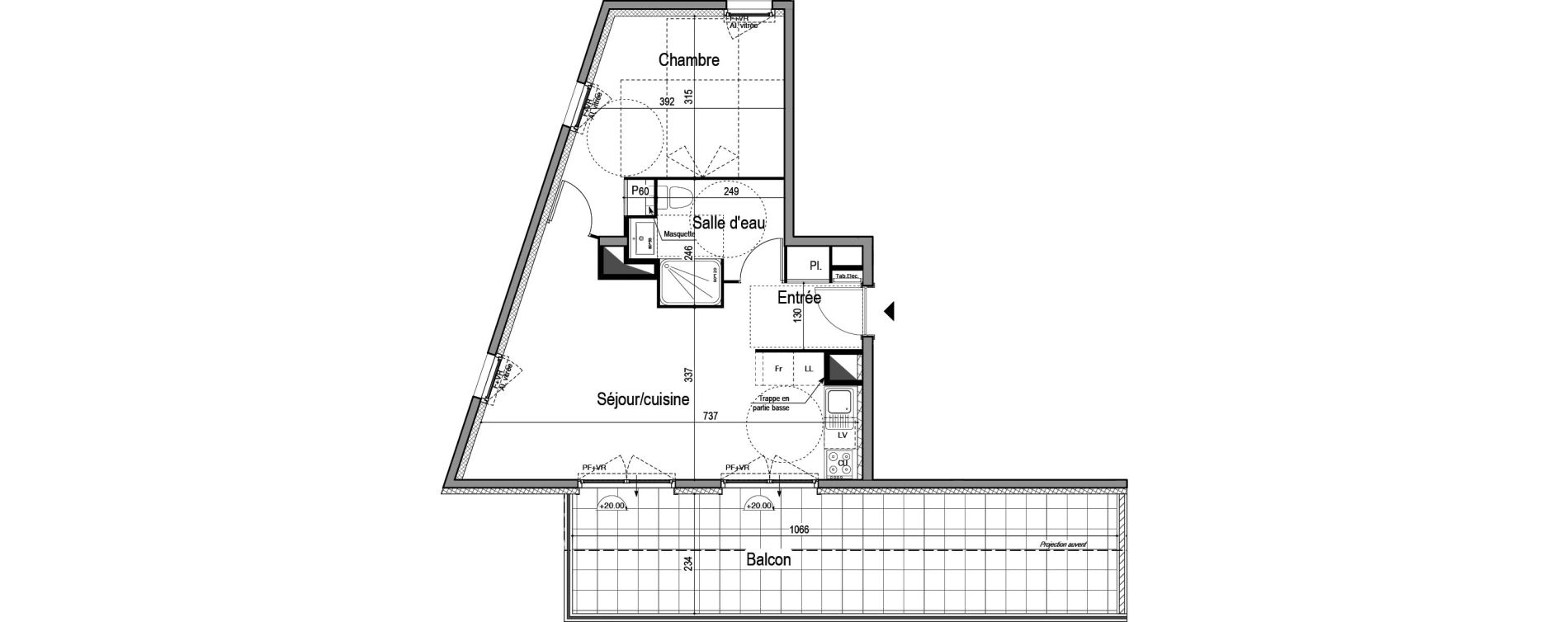 Appartement T2 de 47,20 m2 &agrave; Montpellier Croix d argent