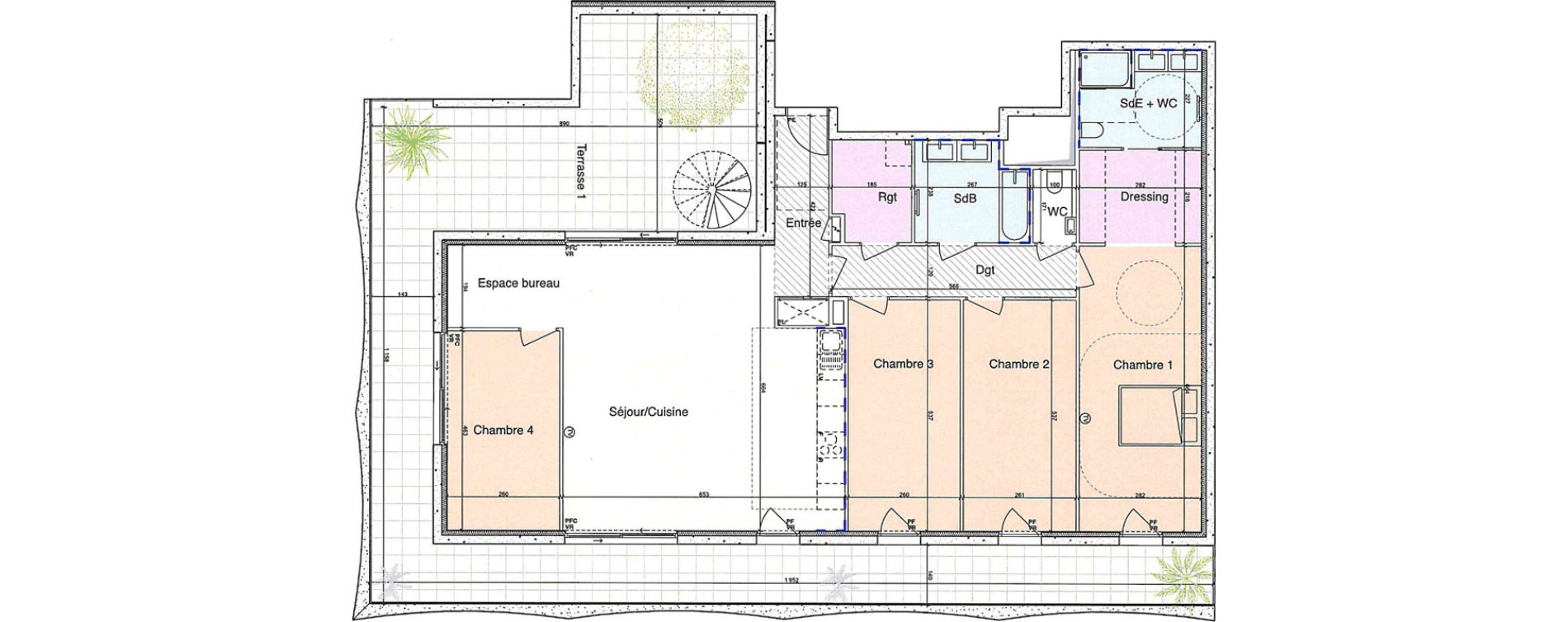 Appartement T5 de 141,30 m2 &agrave; Montpellier Moular&egrave;s