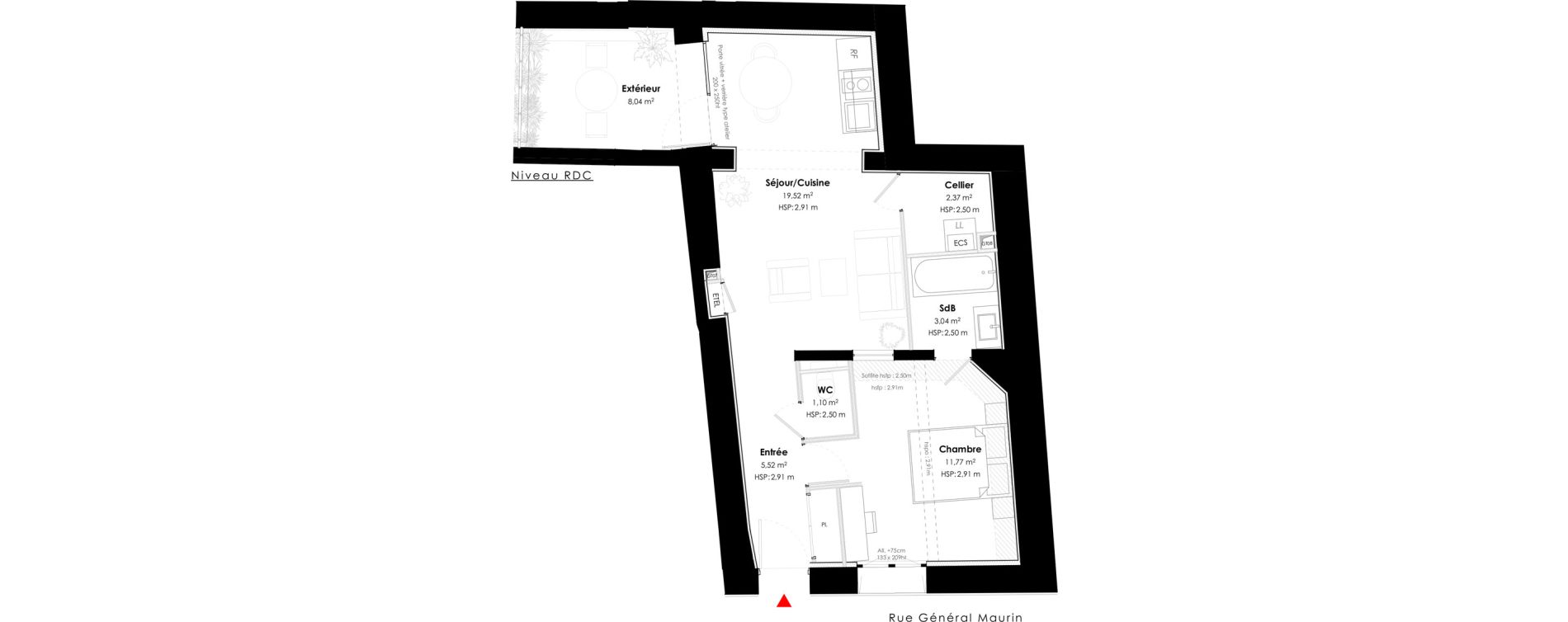 Appartement T2 de 43,32 m2 &agrave; Montpellier Gambetta
