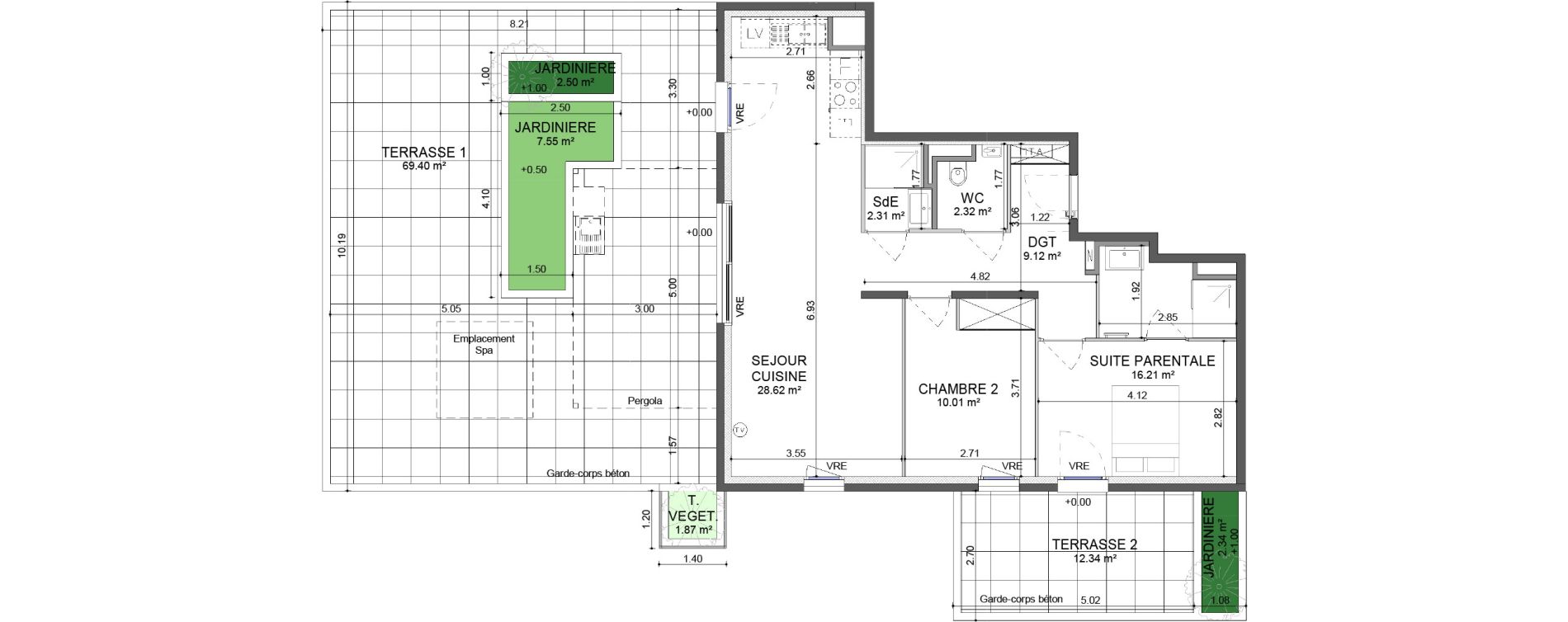 Appartement T3 de 68,59 m2 &agrave; Montpellier Les hauts de jausserand