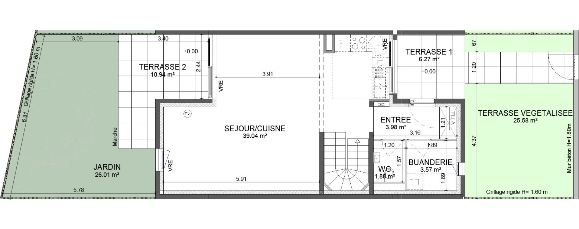 Maison T4 de 94,74 m2 &agrave; Montpellier Les hauts de jausserand