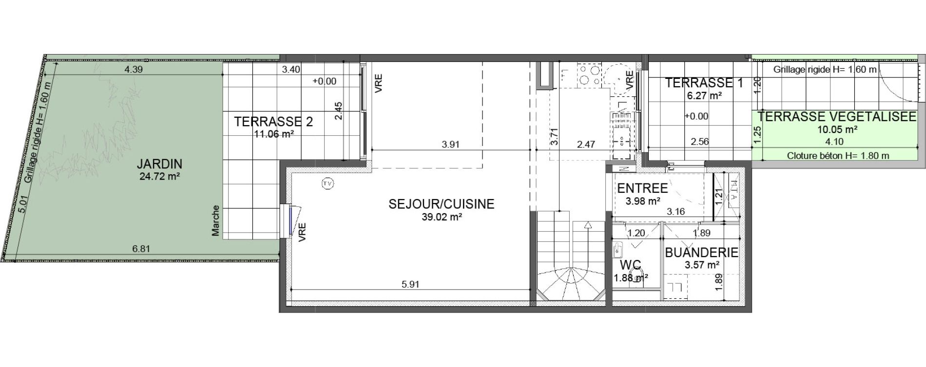 Maison T4 de 95,17 m2 &agrave; Montpellier Les hauts de jausserand