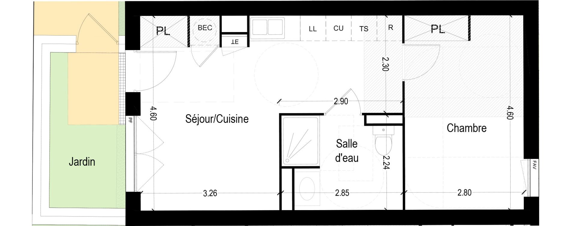 Appartement T2 de 39,85 m2 &agrave; Murviel-L&egrave;s-Montpellier Les saliniers