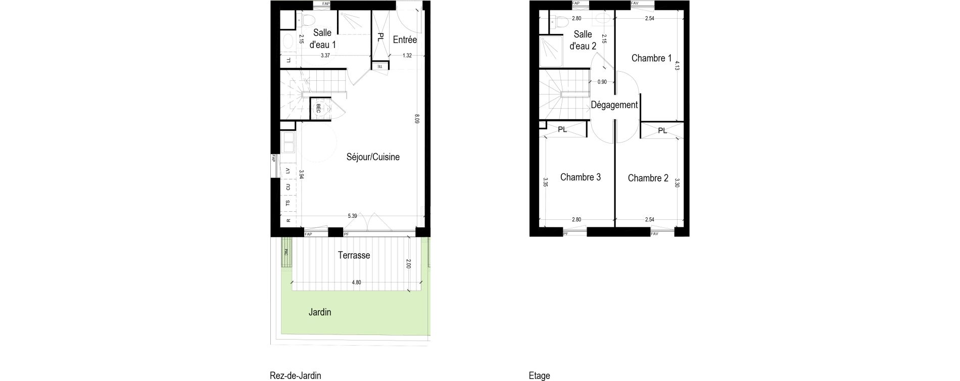 Maison T4 de 77,60 m2 &agrave; Murviel-L&egrave;s-Montpellier Les saliniers