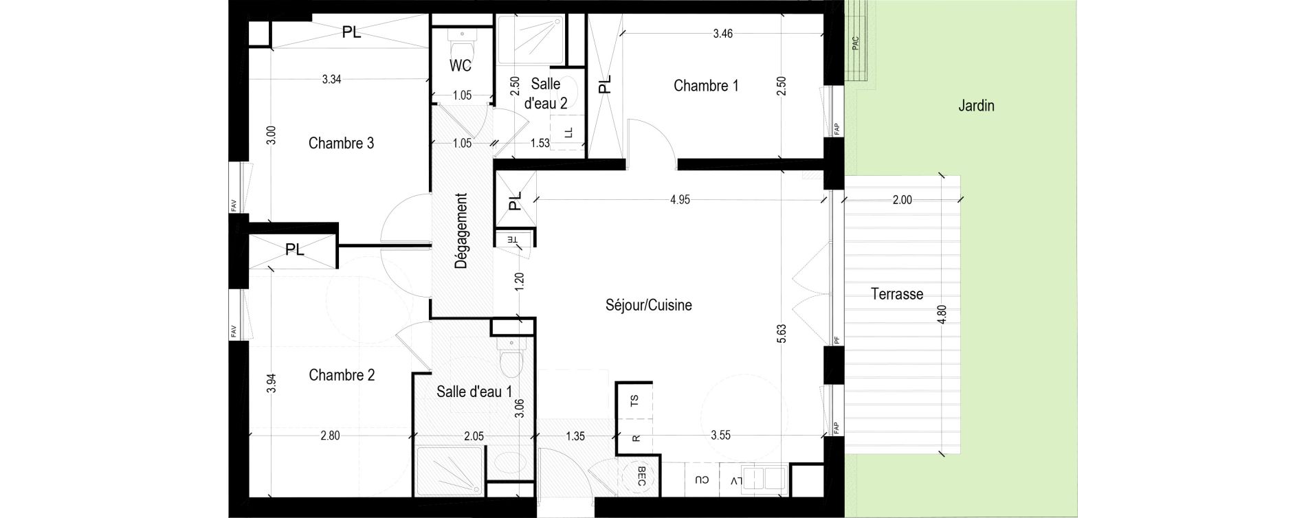 Appartement T4 de 77,80 m2 &agrave; Murviel-L&egrave;s-Montpellier Les saliniers