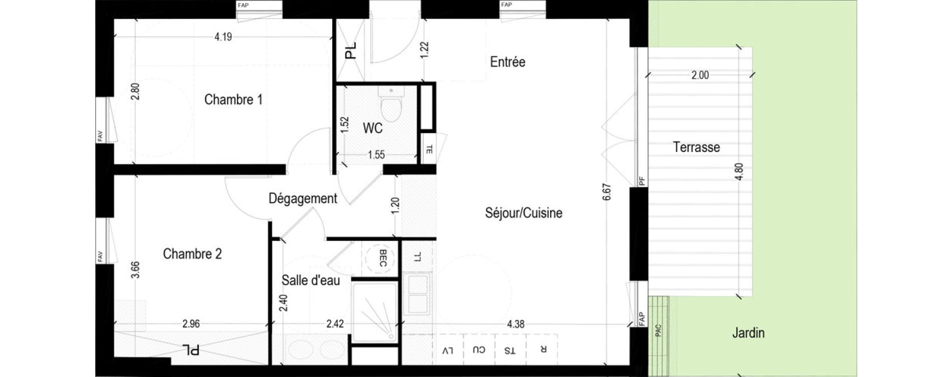 Appartement T3 de 62,75 m2 &agrave; Murviel-L&egrave;s-Montpellier Les saliniers