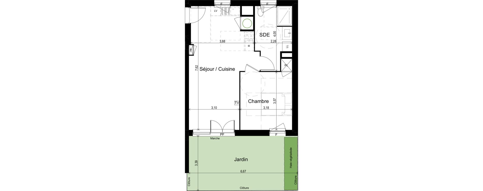 Appartement T2 de 45,49 m2 &agrave; Paulhan Centre