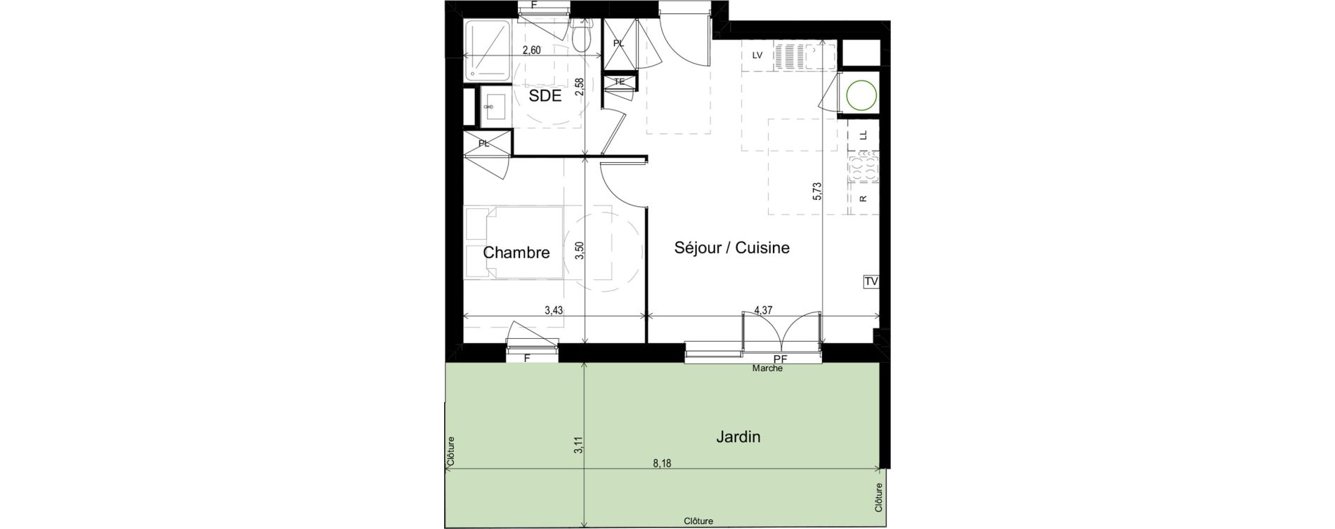 Appartement T2 de 44,55 m2 &agrave; Paulhan Centre