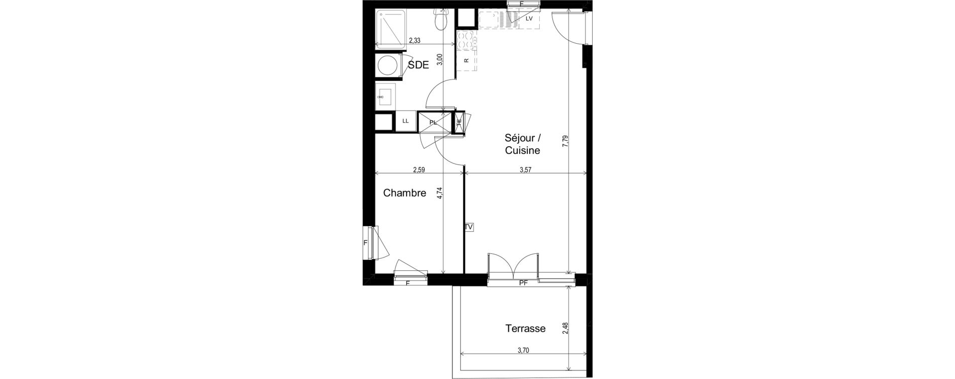 Appartement T2 de 45,89 m2 &agrave; Paulhan Centre