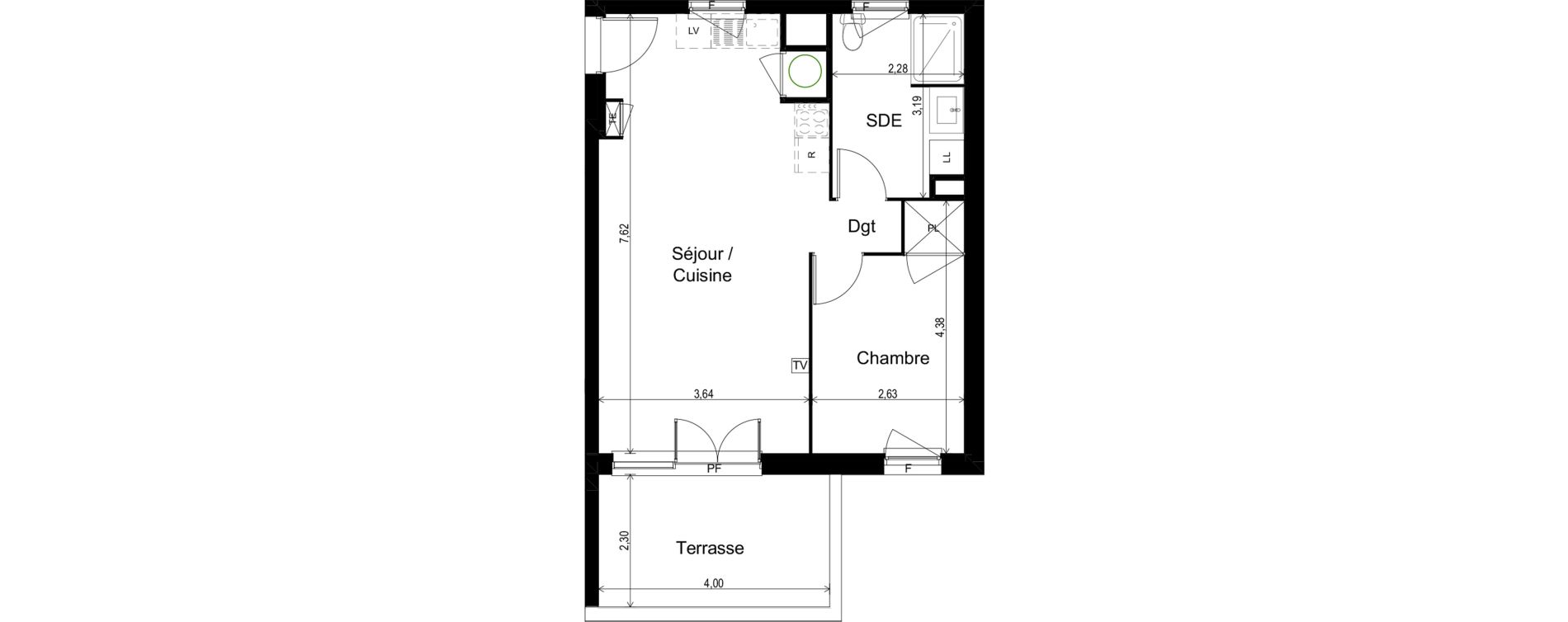 Appartement T2 de 45,60 m2 &agrave; Paulhan Centre