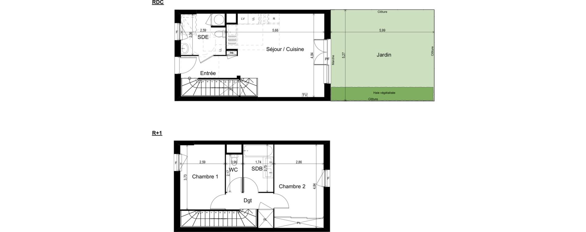 Maison T3 de 69,38 m2 &agrave; Paulhan Centre