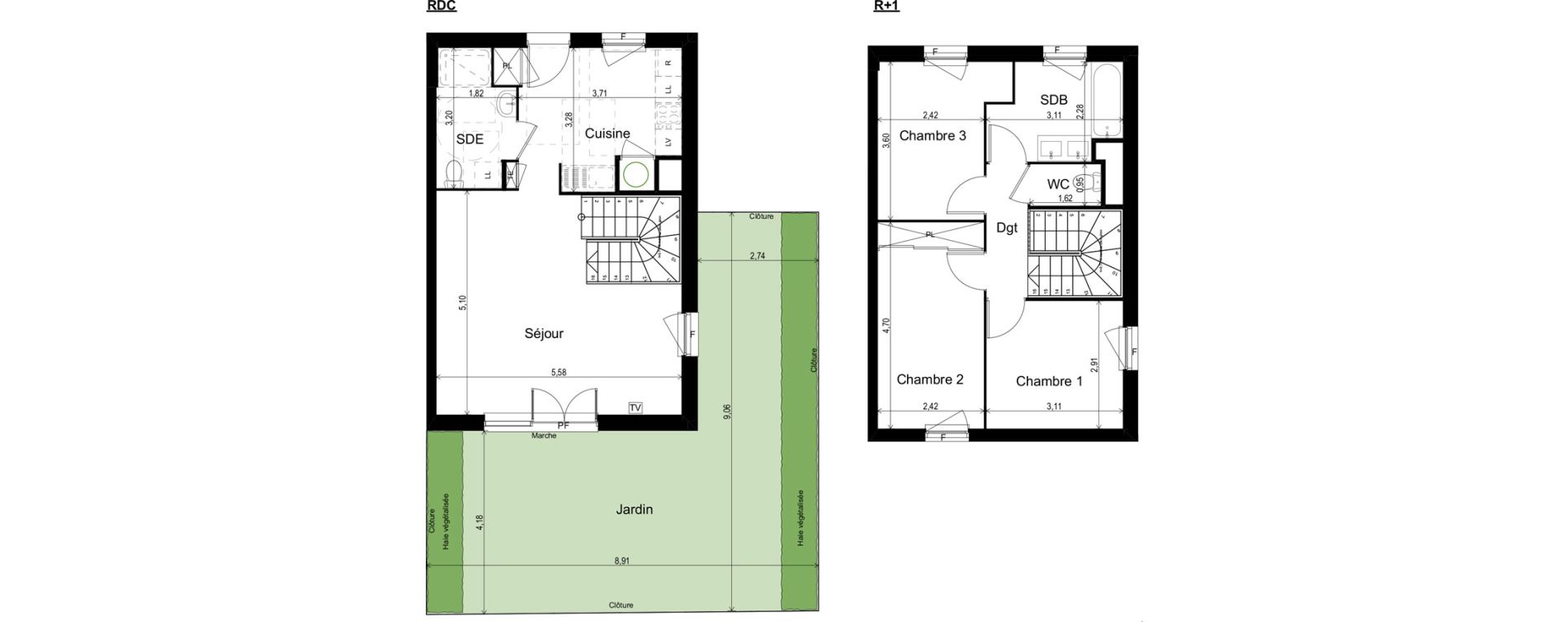 Maison T4 de 81,30 m2 &agrave; Paulhan Centre