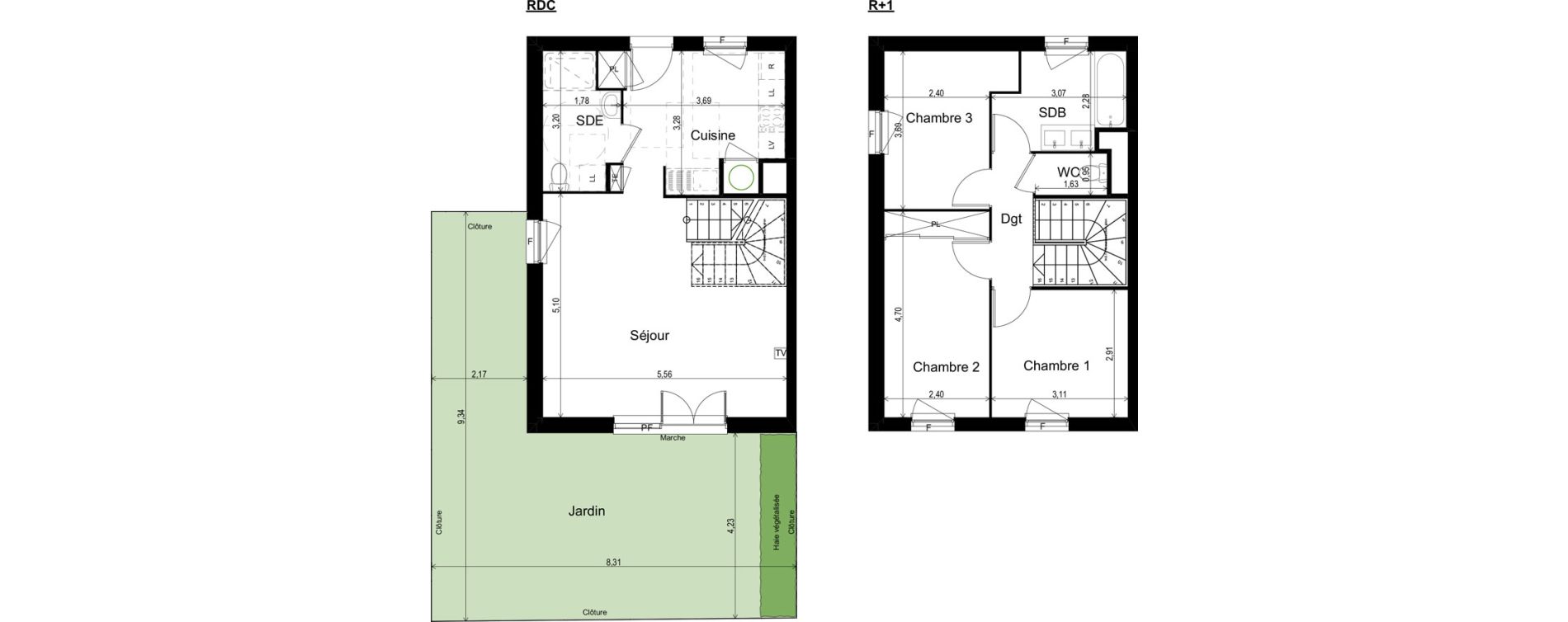 Maison T4 de 80,83 m2 &agrave; Paulhan Centre