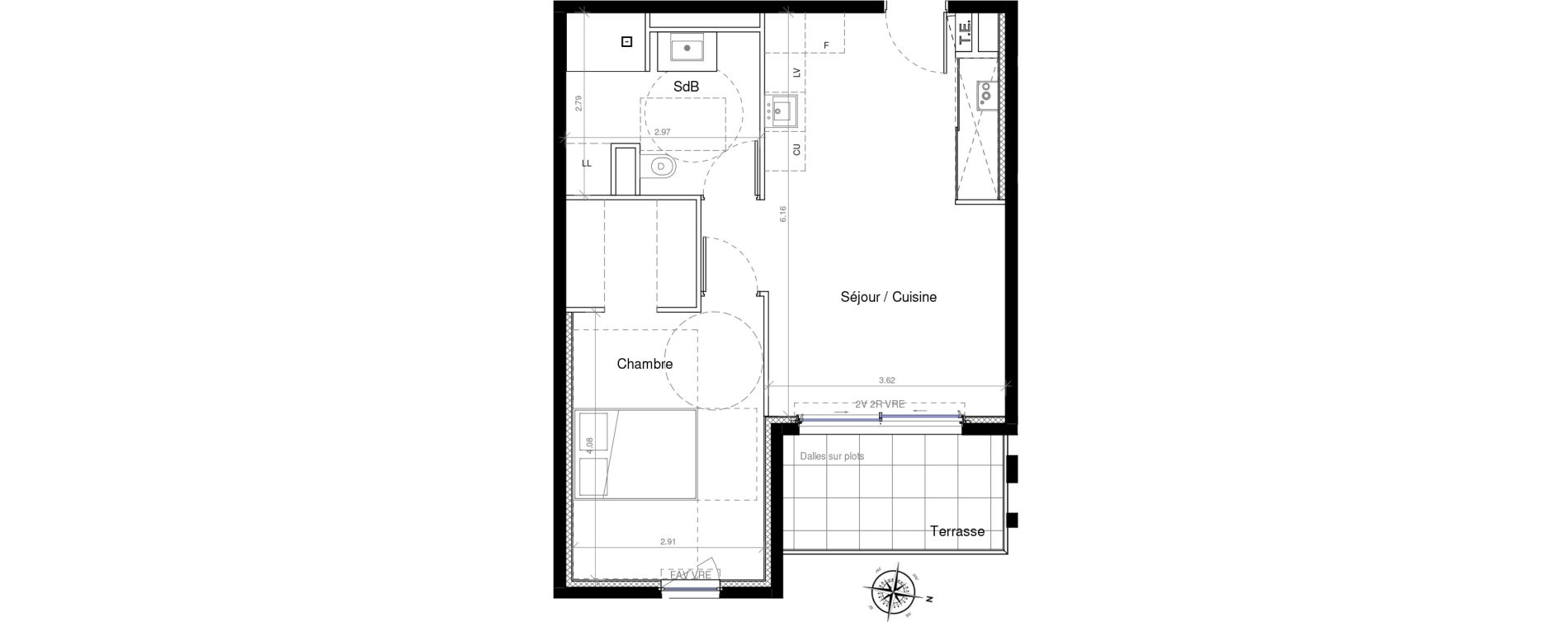 Appartement T2 de 46,06 m2 &agrave; Pignan Centre