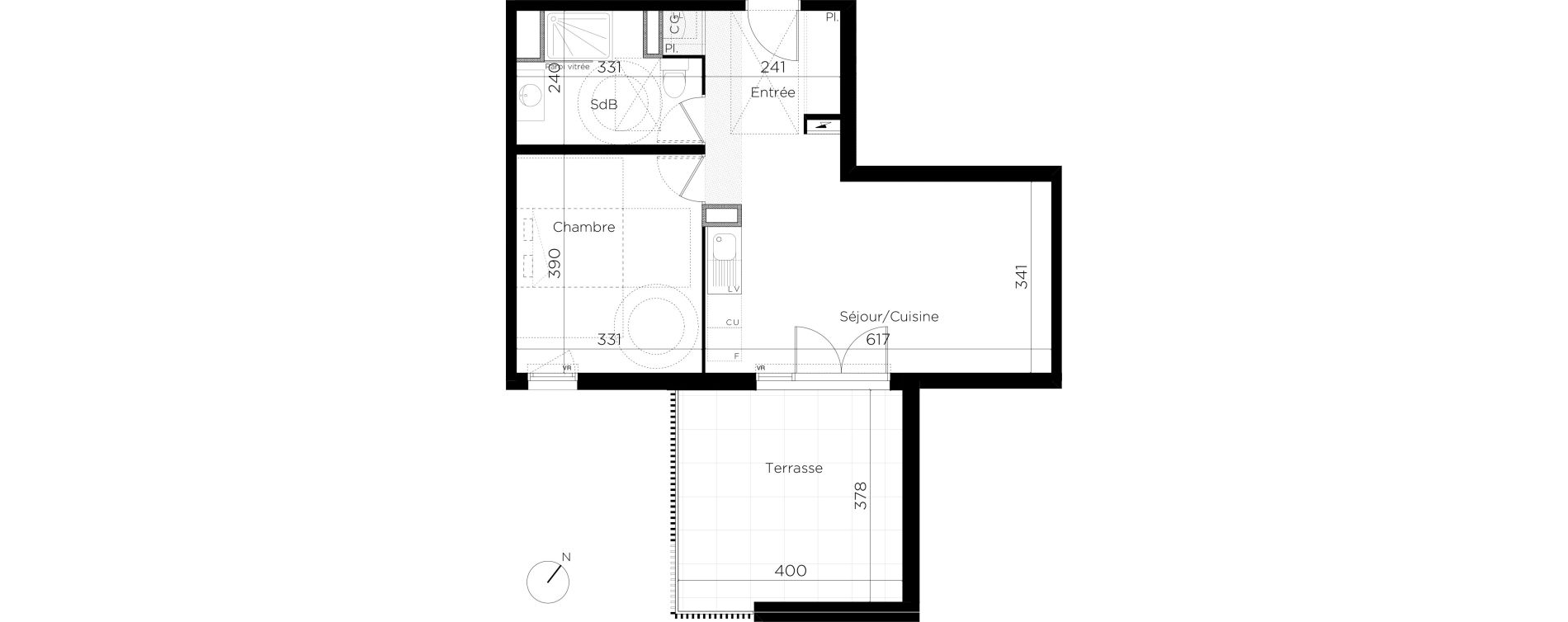 Appartement T2 de 48,03 m2 &agrave; Restincli&egrave;res Centre