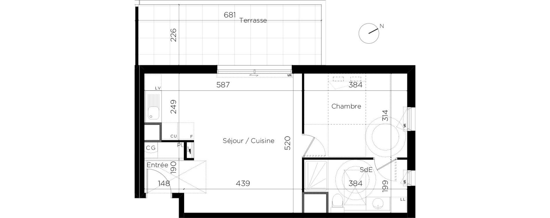 Appartement T2 de 47,65 m2 &agrave; Restincli&egrave;res Centre