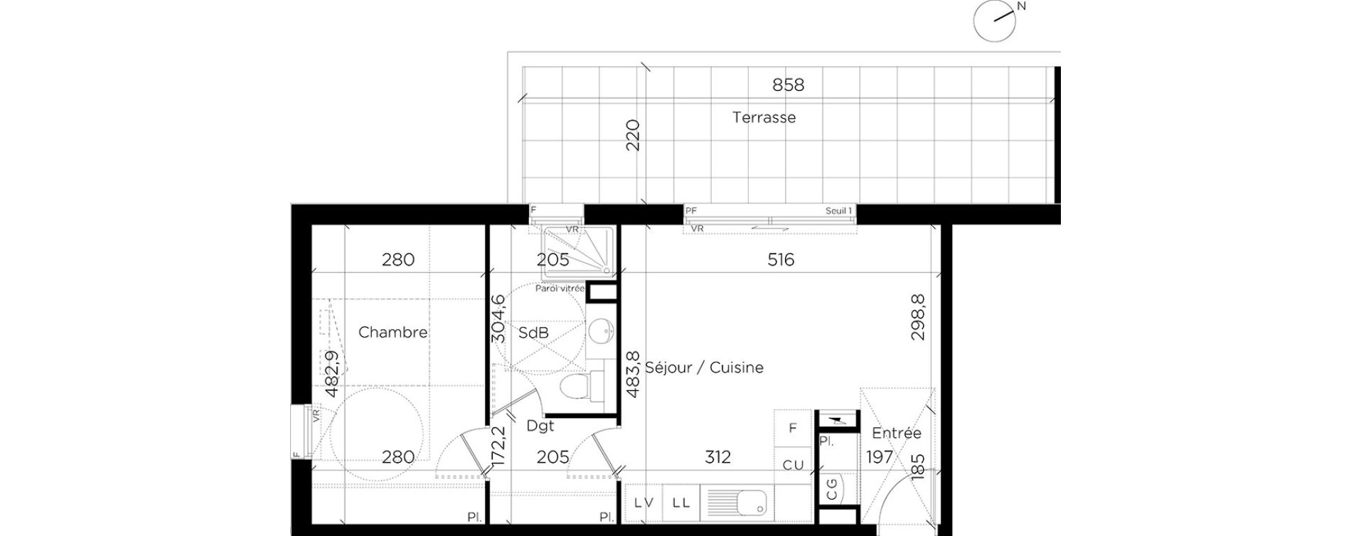 Appartement T2 de 47,77 m2 &agrave; Restincli&egrave;res Centre