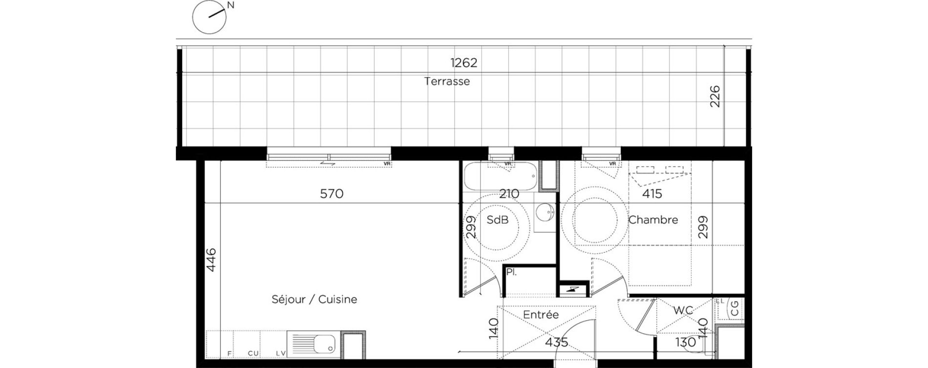 Appartement T2 de 51,51 m2 &agrave; Restincli&egrave;res Centre