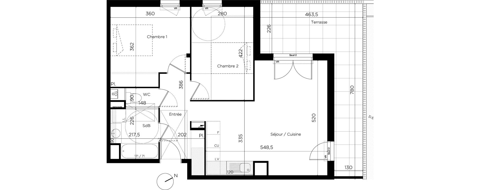 Appartement T3 de 61,03 m2 &agrave; Restincli&egrave;res Centre