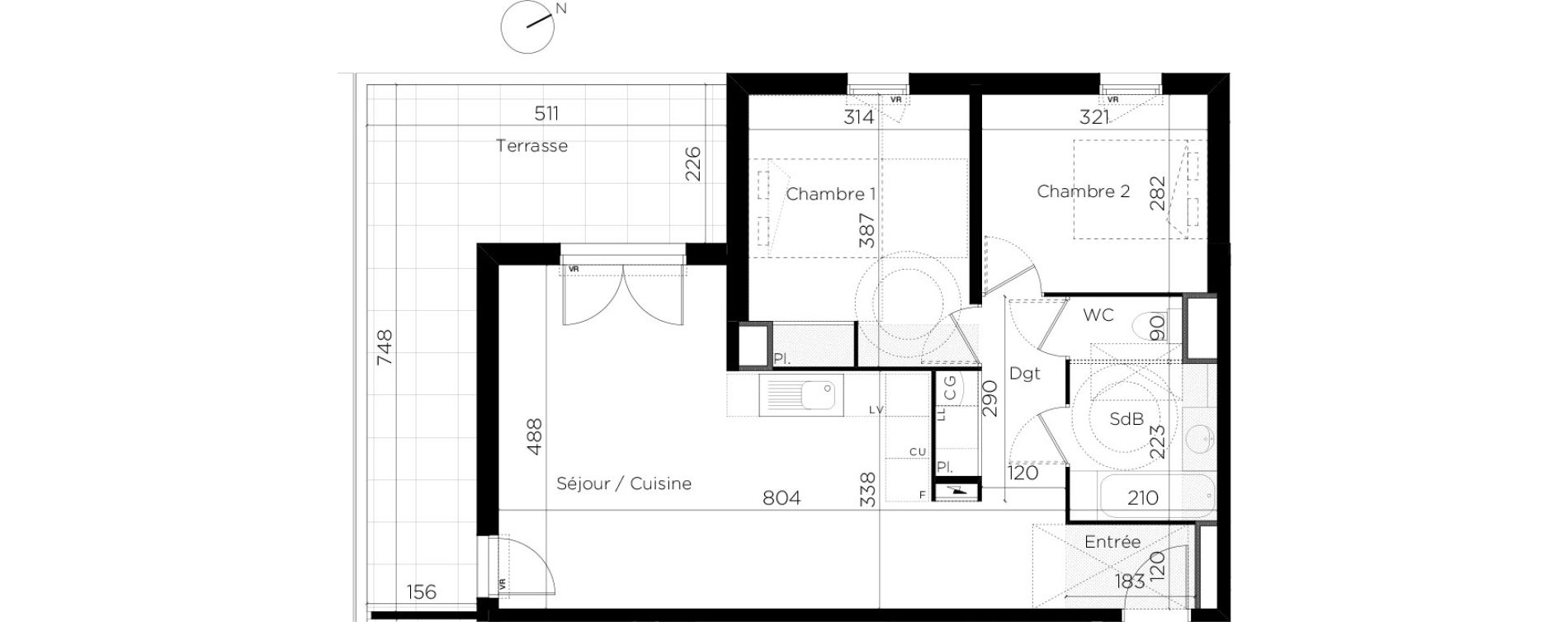 Appartement T3 de 62,33 m2 &agrave; Restincli&egrave;res Centre