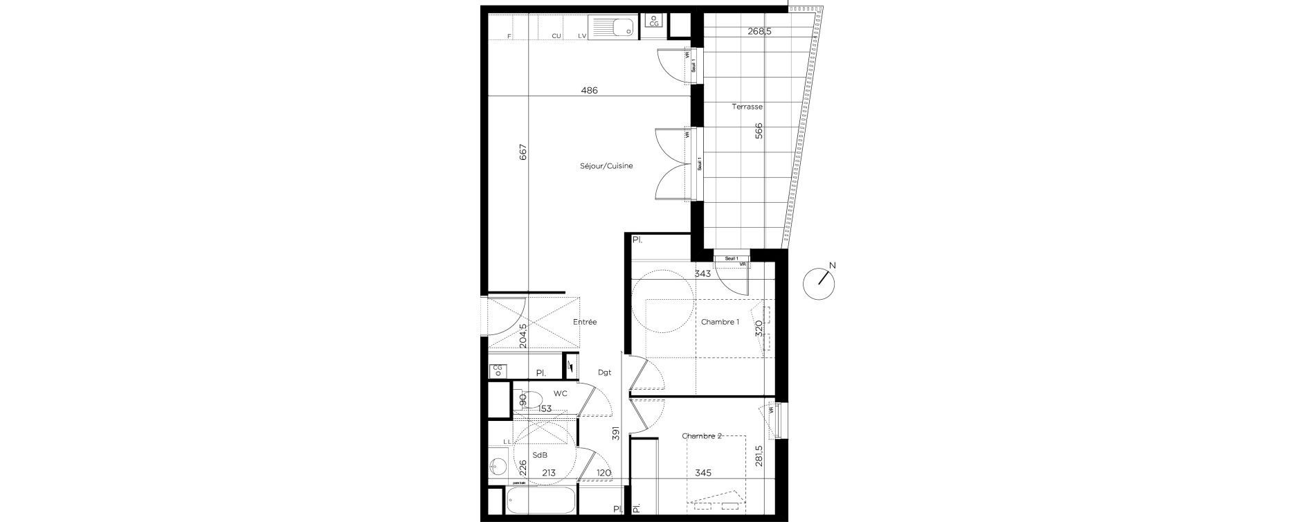 Appartement T3 de 67,72 m2 &agrave; Restincli&egrave;res Centre