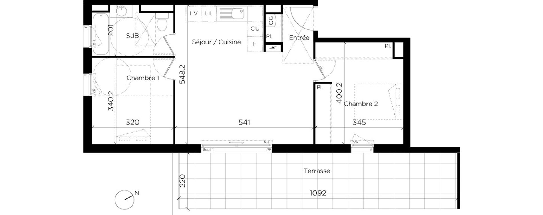 Appartement T3 de 59,21 m2 &agrave; Restincli&egrave;res Centre