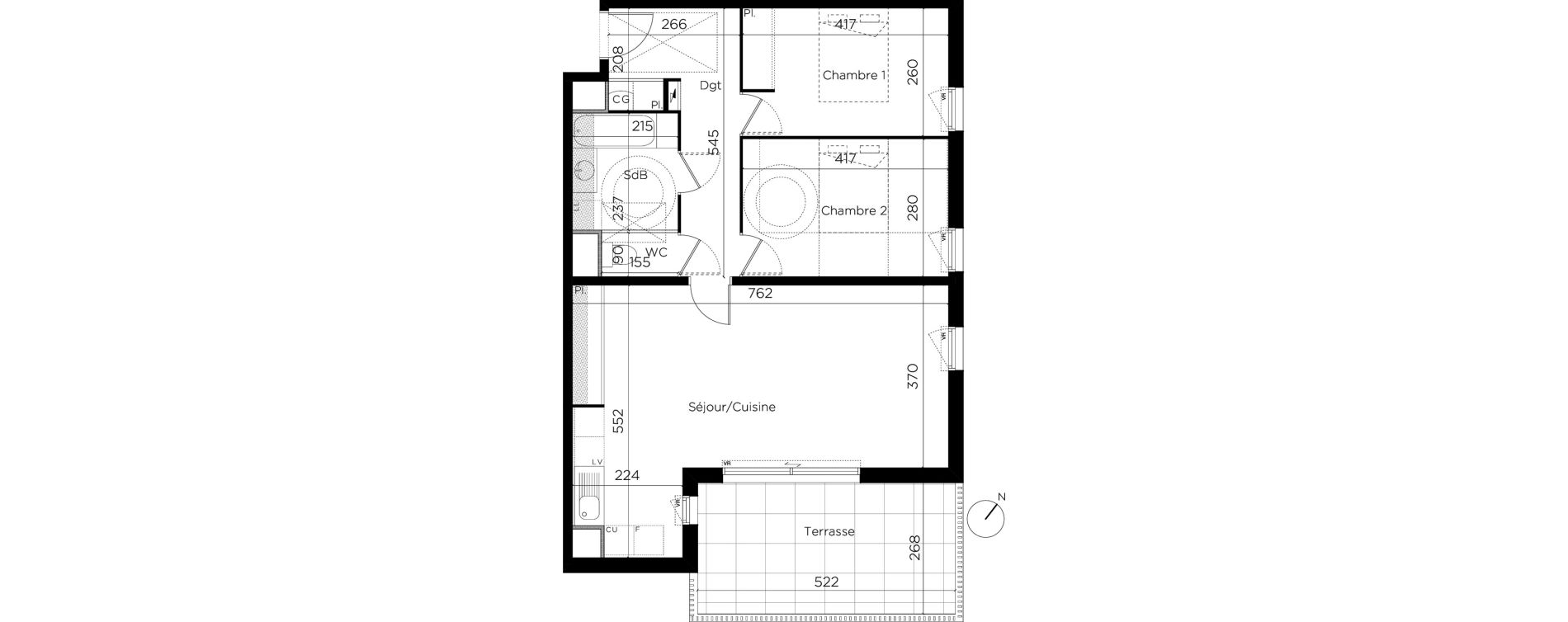Appartement T3 de 70,19 m2 &agrave; Restincli&egrave;res Centre