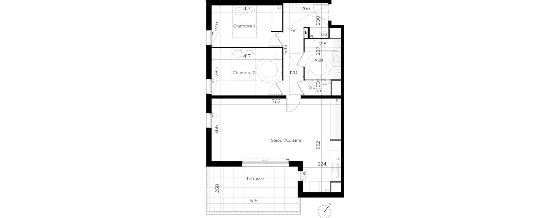 Appartement T3 de 69,61 m2 &agrave; Restincli&egrave;res Centre