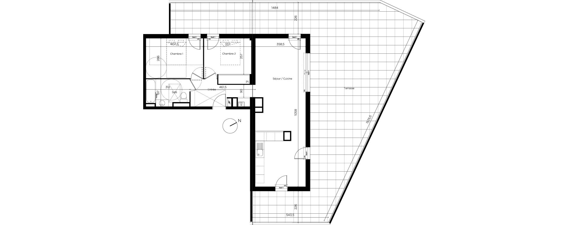 Appartement T3 de 71,99 m2 &agrave; Restincli&egrave;res Centre
