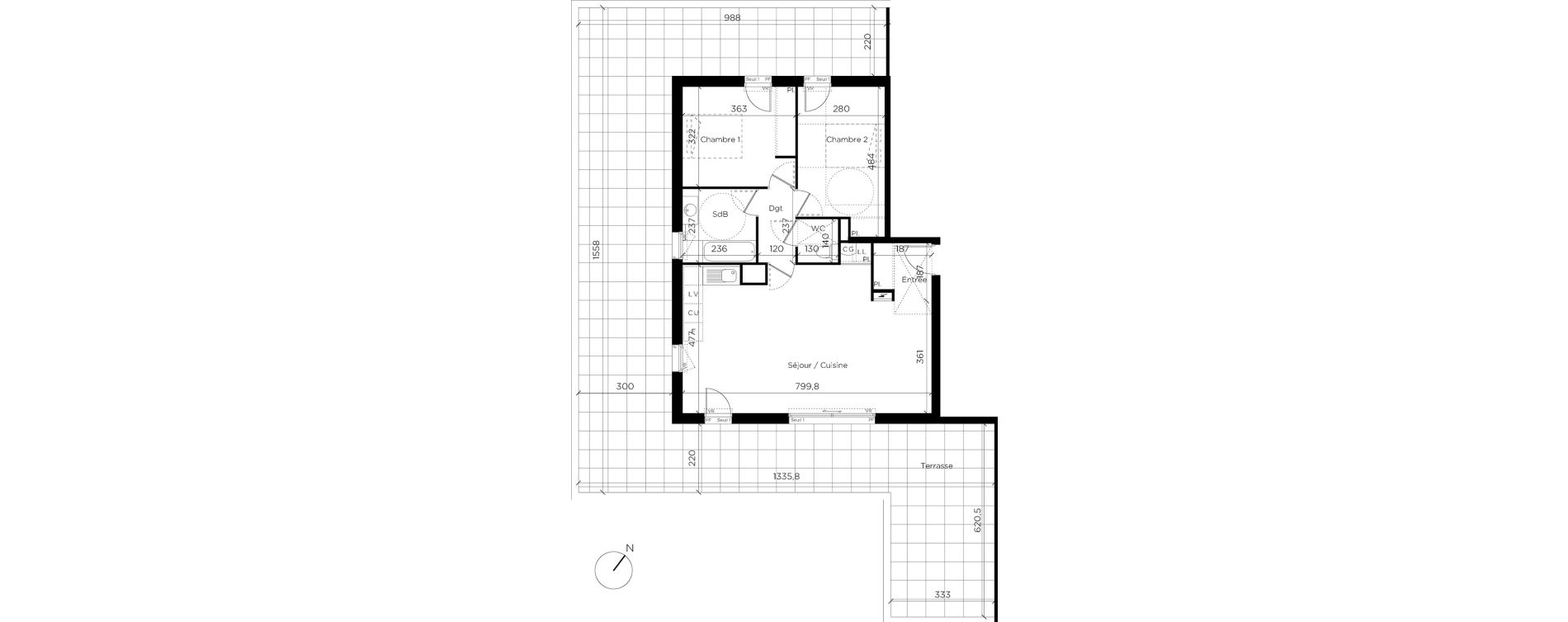 Appartement T3 de 74,32 m2 &agrave; Restincli&egrave;res Centre