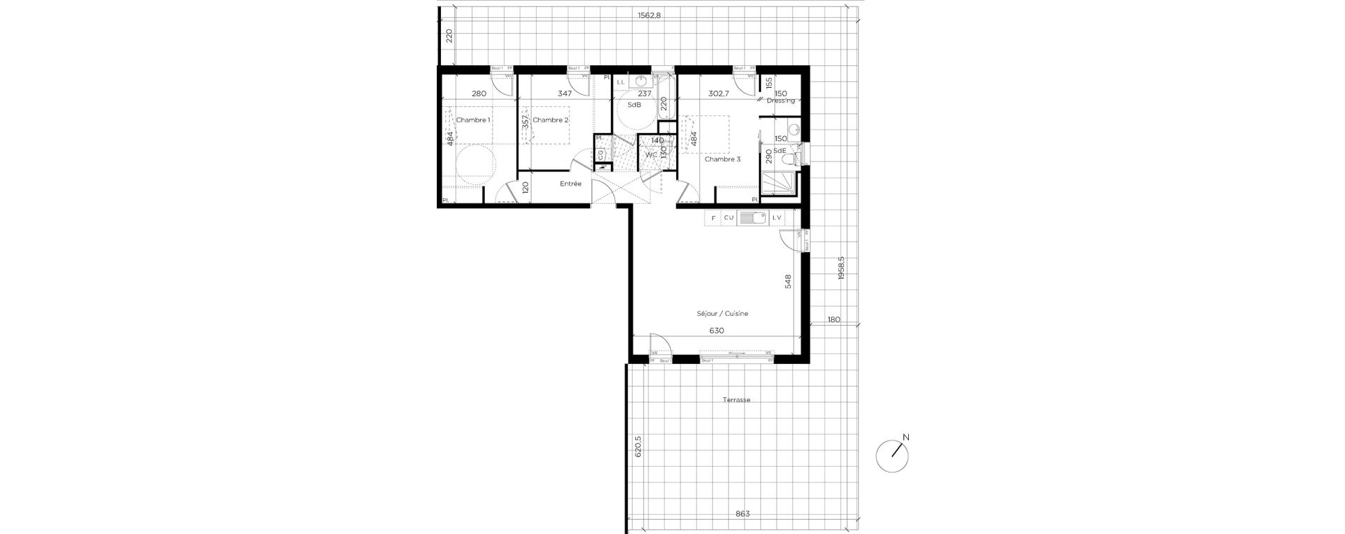 Appartement T4 de 96,60 m2 &agrave; Restincli&egrave;res Centre