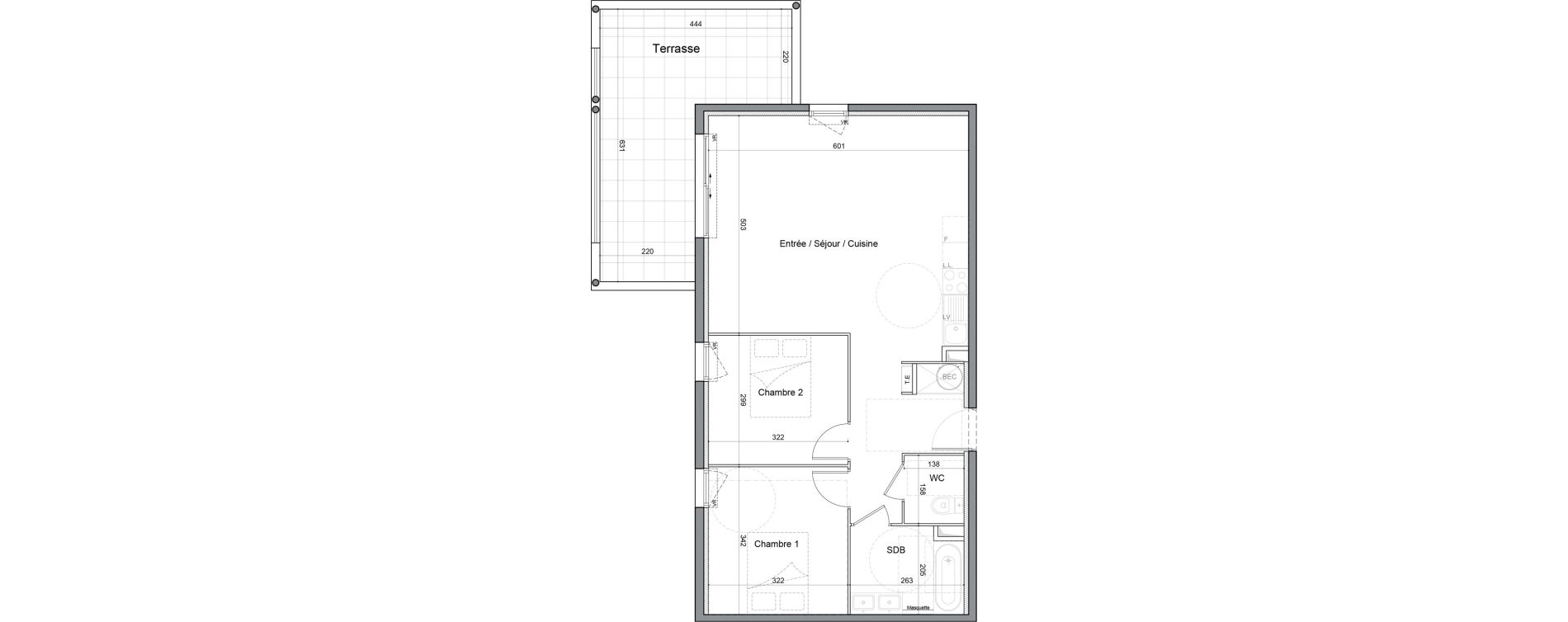 Appartement T3 de 67,10 m2 &agrave; Saint-Andr&eacute;-De-Sangonis Puech