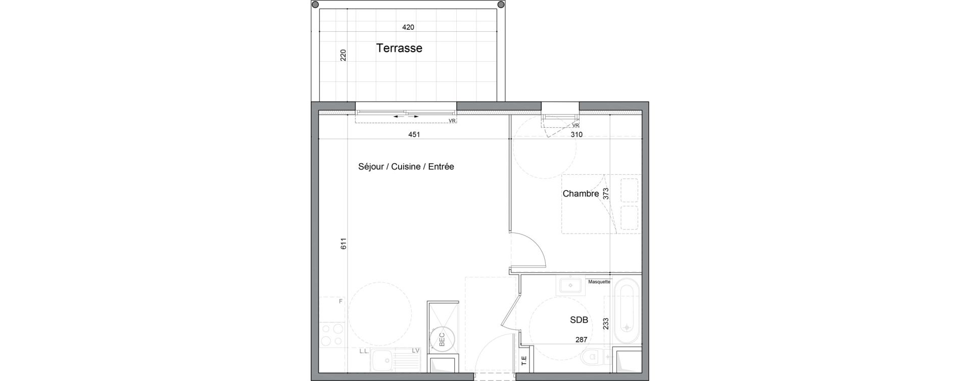 Appartement T2 de 45,25 m2 &agrave; Saint-Andr&eacute;-De-Sangonis Puech