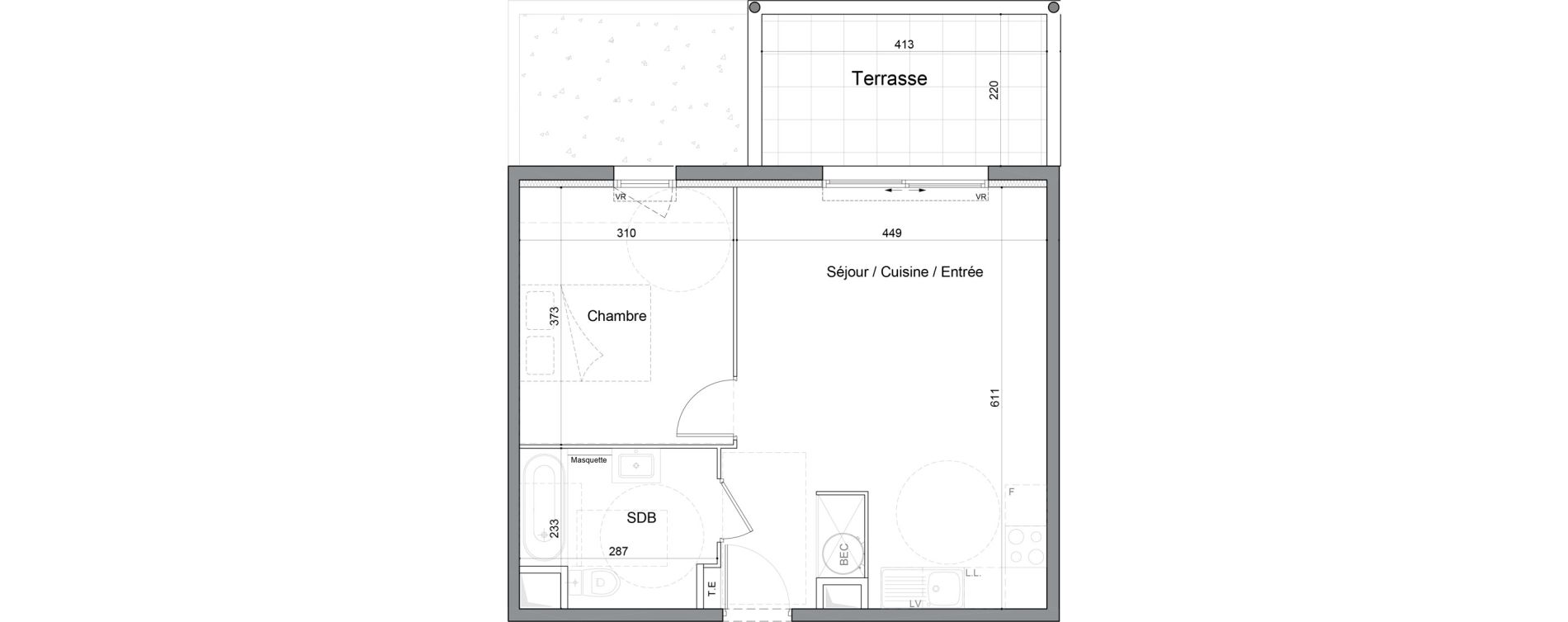 Appartement T2 de 45,30 m2 &agrave; Saint-Andr&eacute;-De-Sangonis Puech