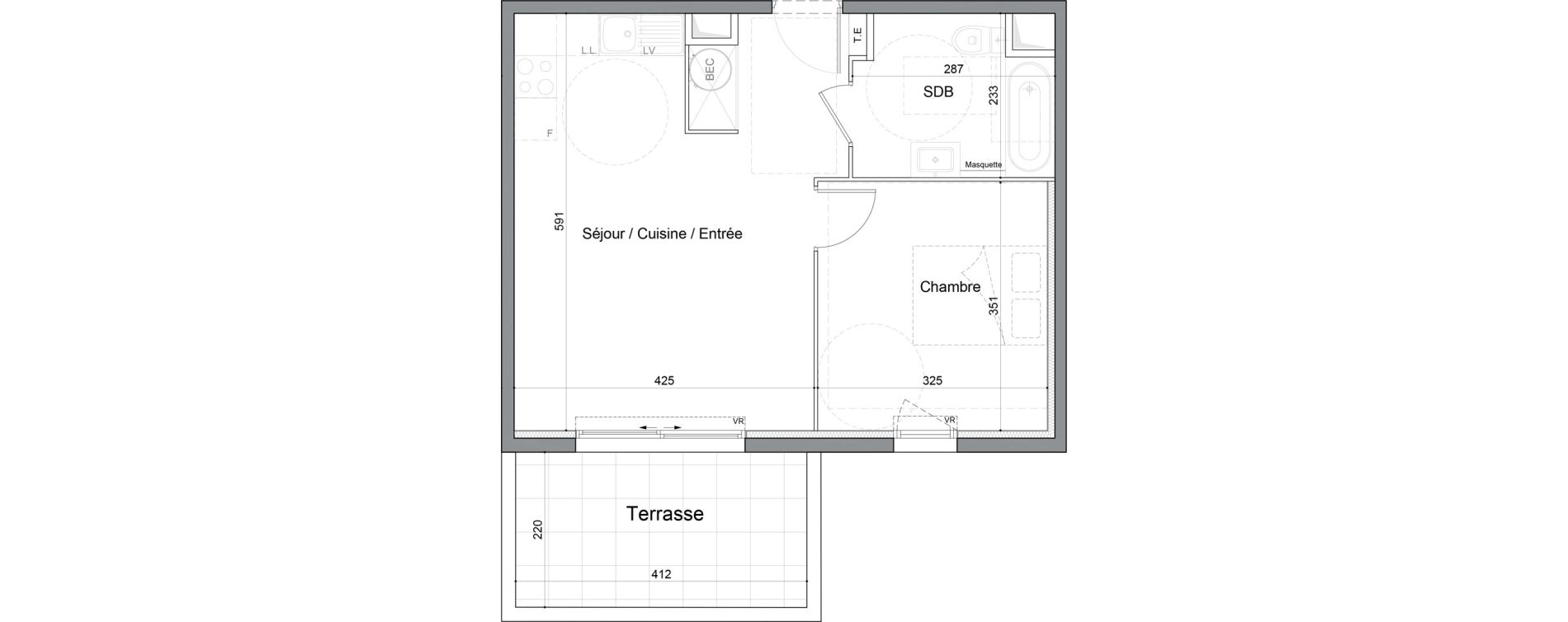 Appartement T2 de 43,30 m2 &agrave; Saint-Andr&eacute;-De-Sangonis Puech
