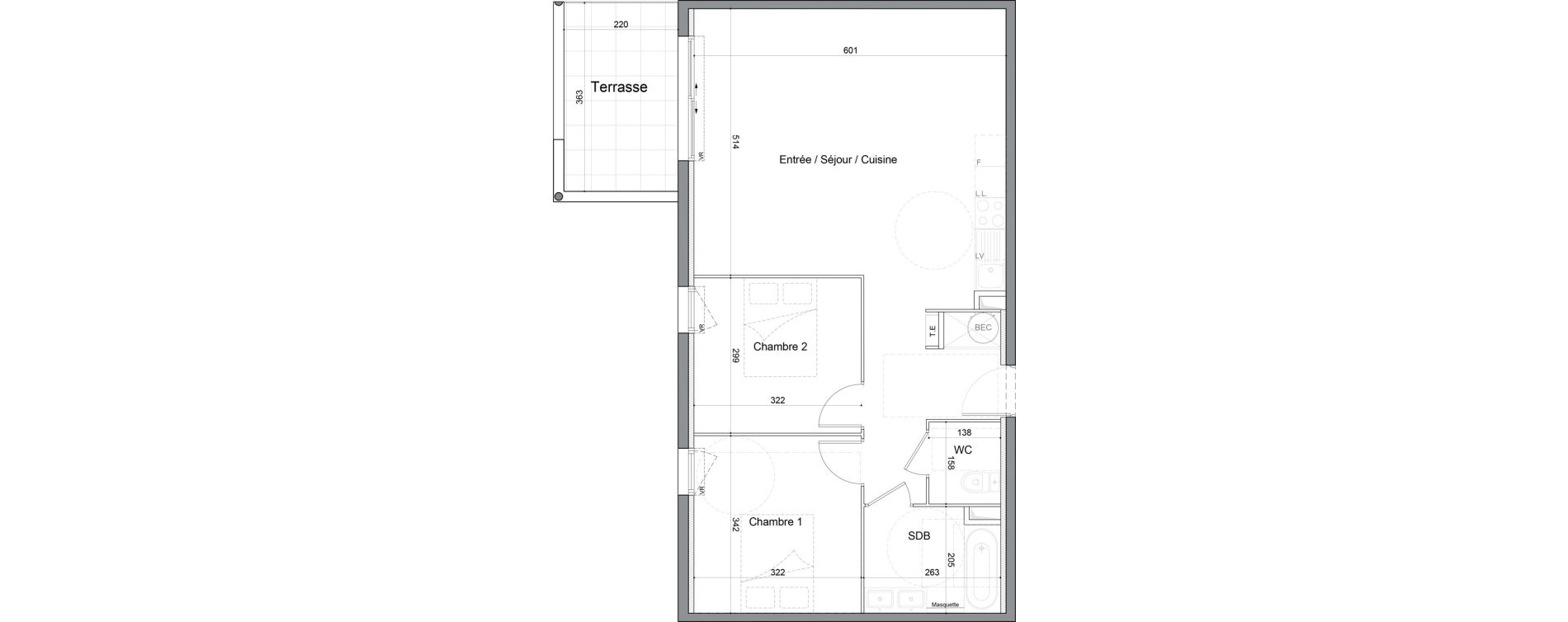 Appartement T3 de 67,80 m2 &agrave; Saint-Andr&eacute;-De-Sangonis Puech