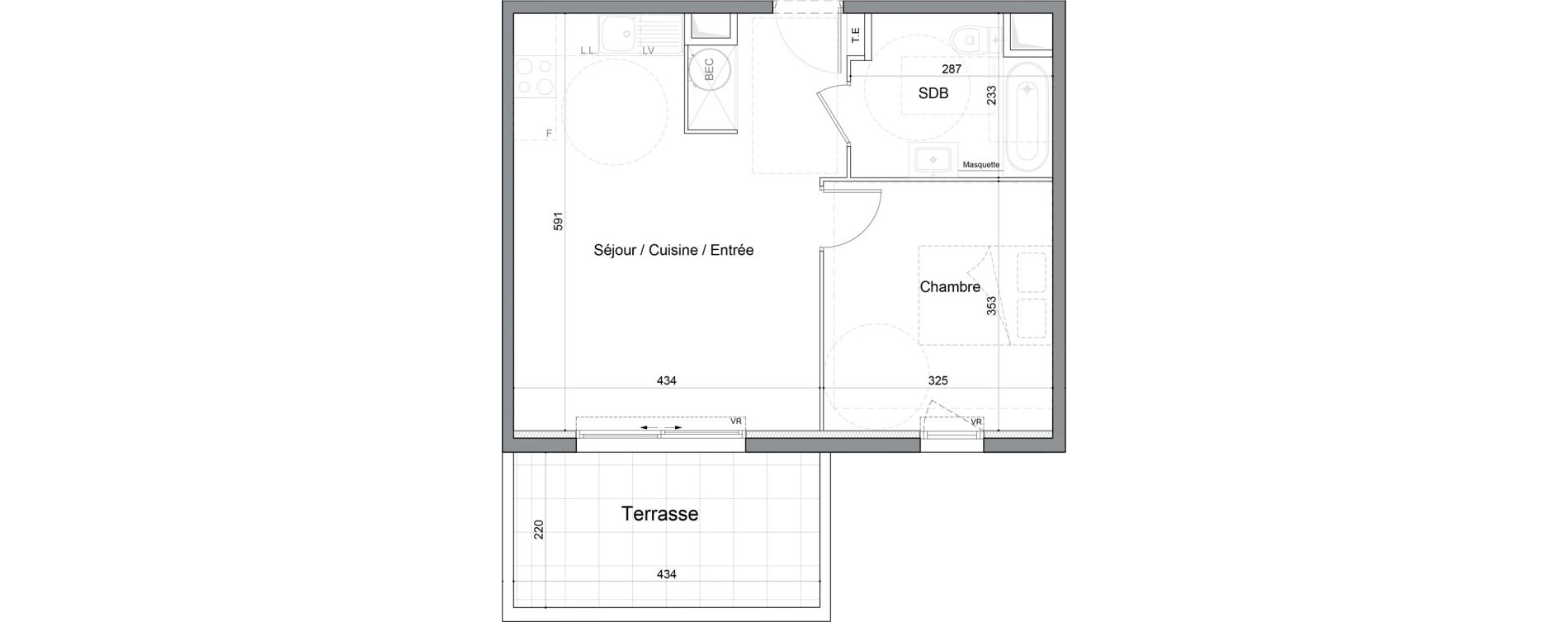 Appartement T2 de 43,60 m2 &agrave; Saint-Andr&eacute;-De-Sangonis Puech