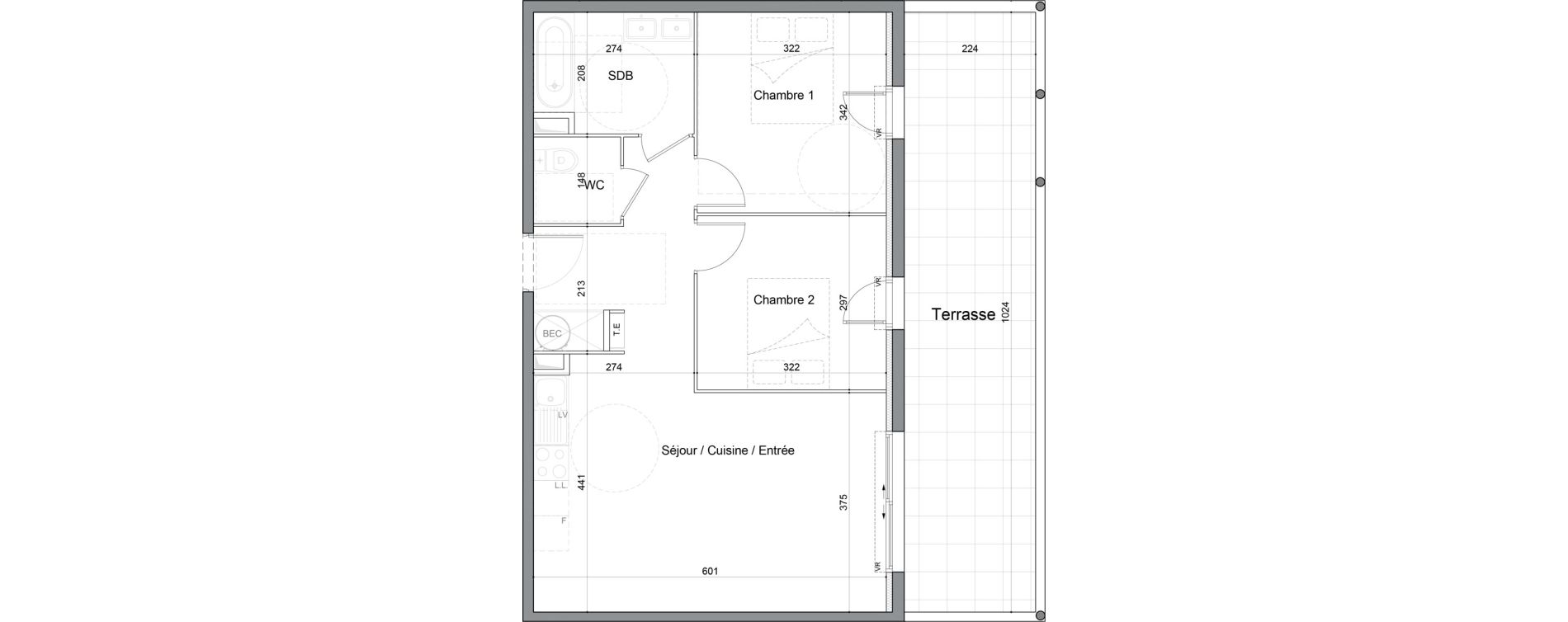 Appartement T3 de 59,80 m2 &agrave; Saint-Andr&eacute;-De-Sangonis Puech