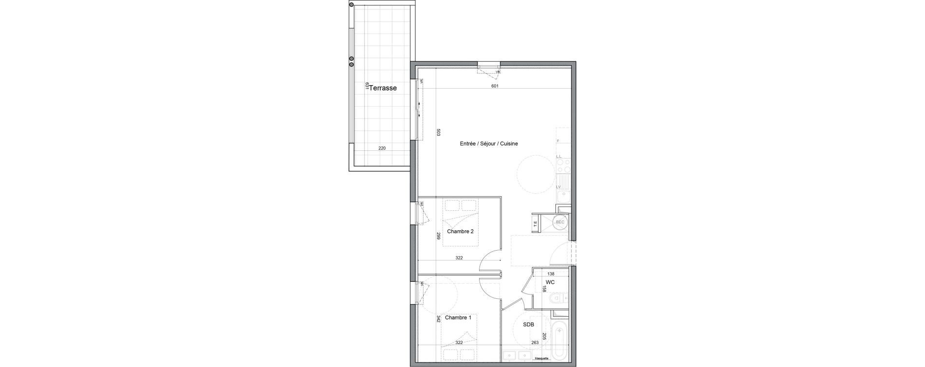 Appartement T3 de 67,10 m2 &agrave; Saint-Andr&eacute;-De-Sangonis Puech