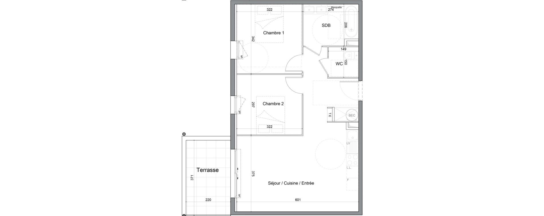 Appartement T3 de 59,80 m2 &agrave; Saint-Andr&eacute;-De-Sangonis Puech