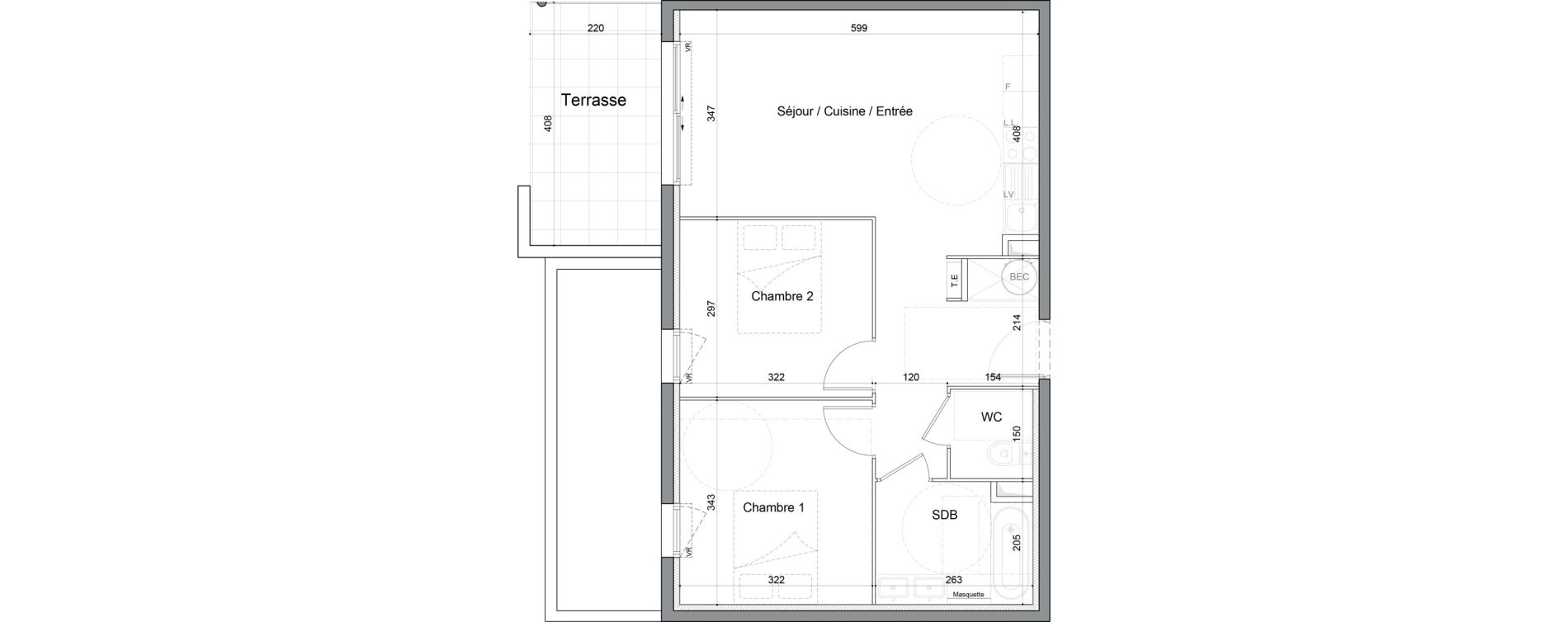 Appartement T3 de 57,70 m2 &agrave; Saint-Andr&eacute;-De-Sangonis Puech