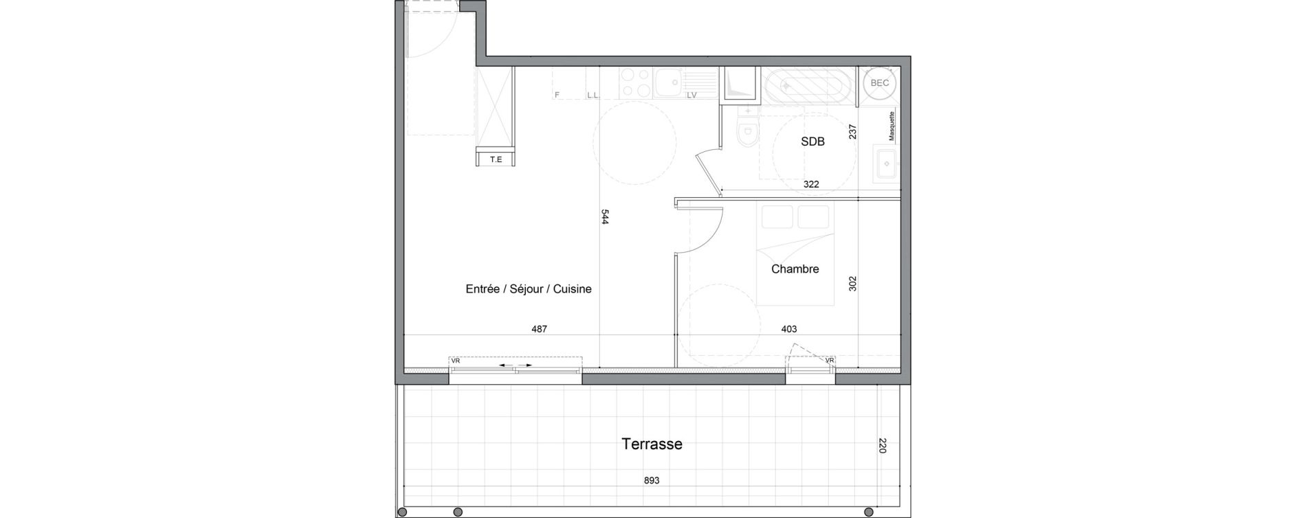 Appartement T2 de 48,60 m2 &agrave; Saint-Andr&eacute;-De-Sangonis Puech