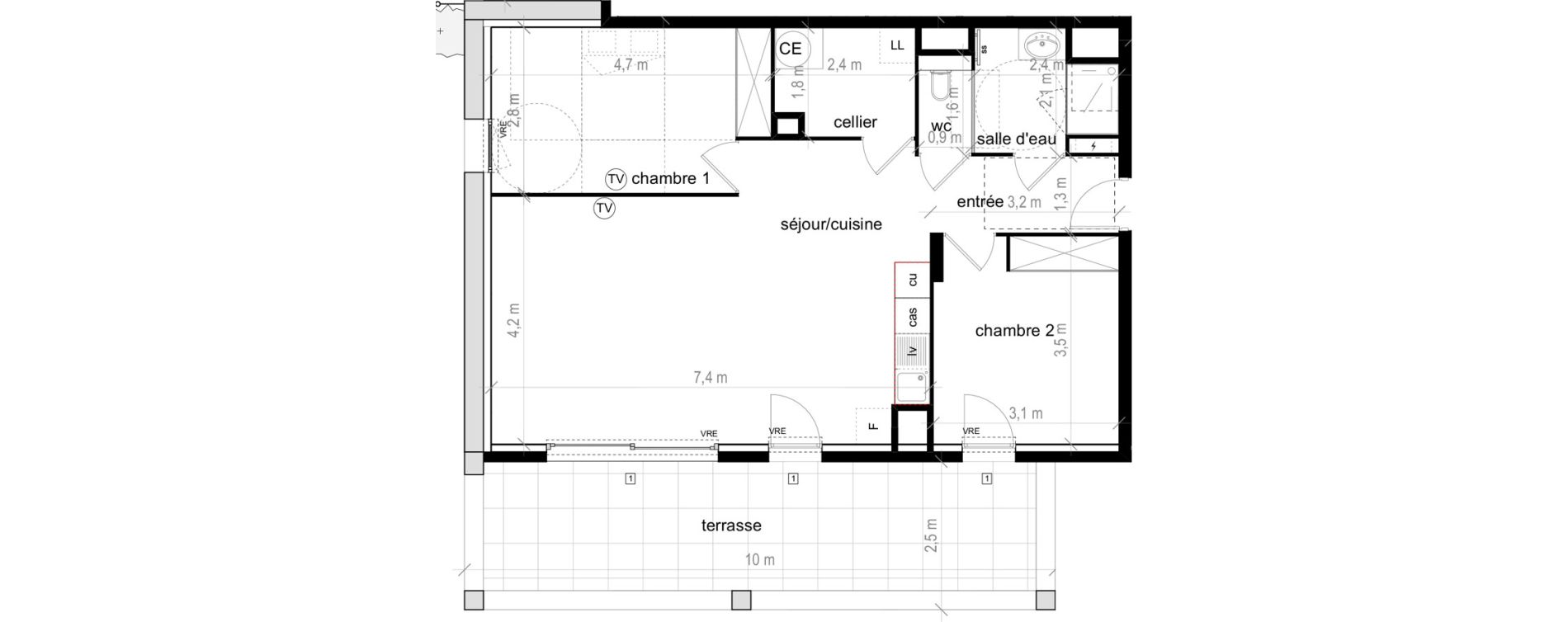 Appartement T3 de 71,45 m2 &agrave; Saint-Aun&egrave;s Les ch&acirc;taigniers